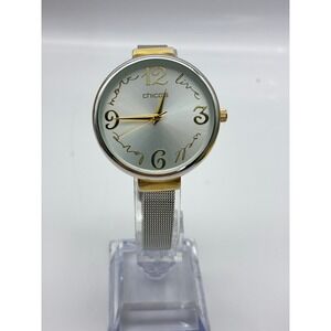 Chico's Two Tone Mesh Band Watch Live Well Love More Silver Gold 626 Japan Movt
